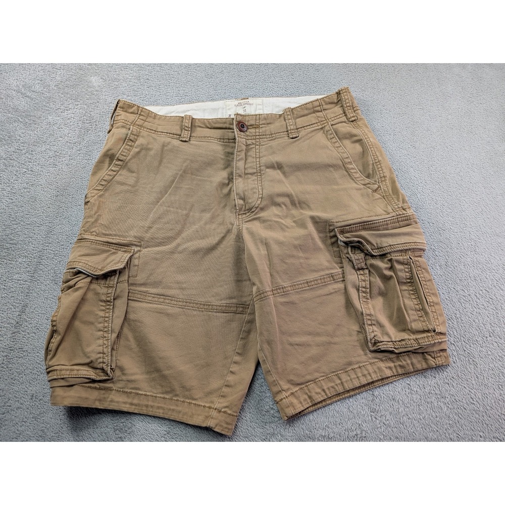 Hollister Classic Cargo Fit Shorts Mens 31 Khaki Tan Cotton Multi Pocket Casual